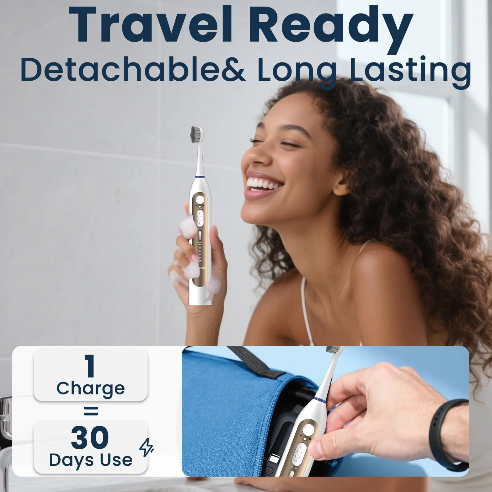 Elektrische Zahnbürste mit Wasser Flosser Combo, 3-in-1 Sonic Flossing Zahnbürste und Dental Water Flosser für Zähne Erwachsenenreinigung mit 4 Köpfen, Empfindlich, Zahnfleischpflege, Zahnspangen, 500 | 4 Köpfe, empfindliche Zahnfleischpflege, Zahnspangen