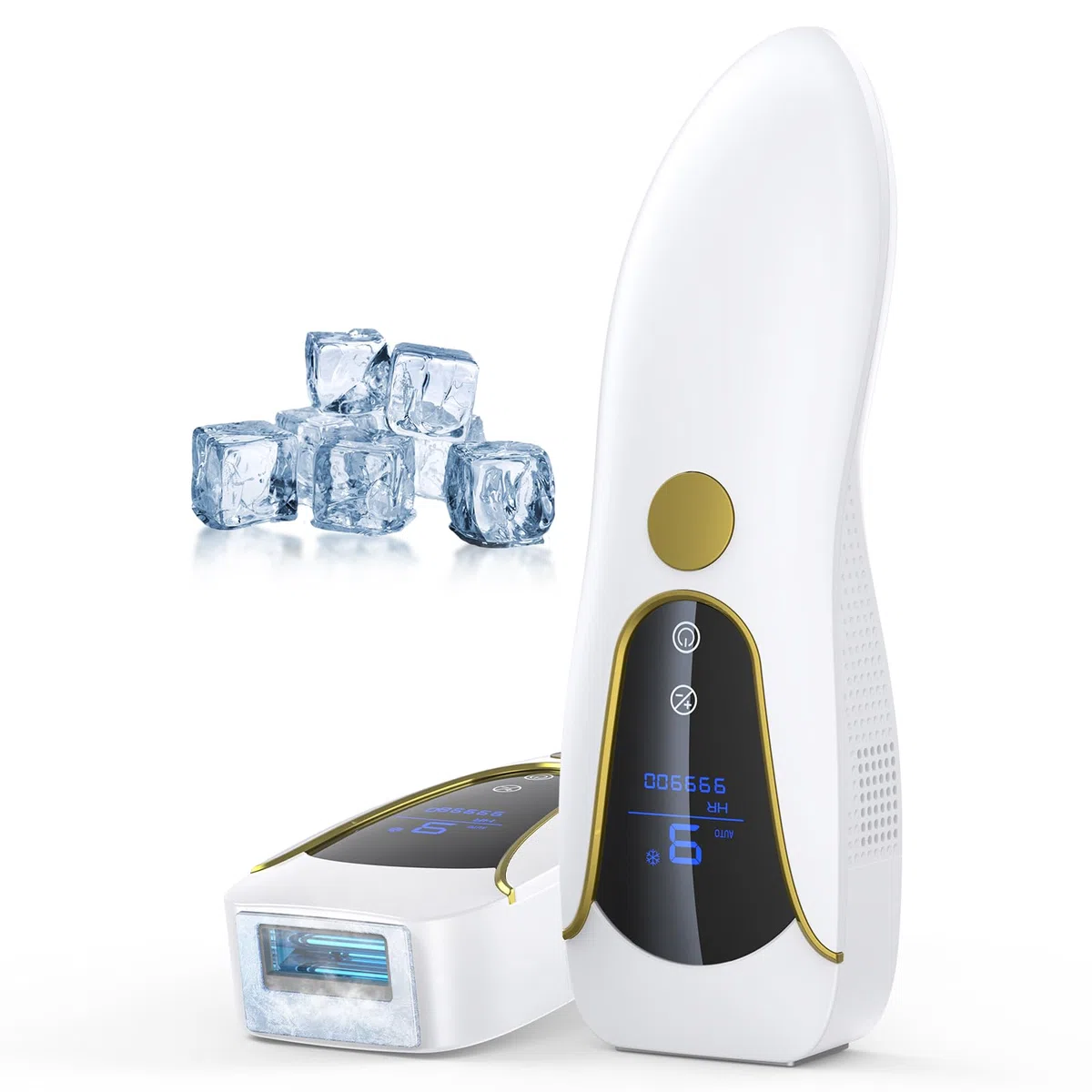 IPL Geräte Haarentfernung Laser, Schmerzfreie Haarentfernungsgerät mit Eiskühlsystem, 3 Funktionen, 9 Stufen, 600NM Rotlicht, Haarentferner zu Hause für Frauen Männer Achseln Bikini Beine Körper, Weiß