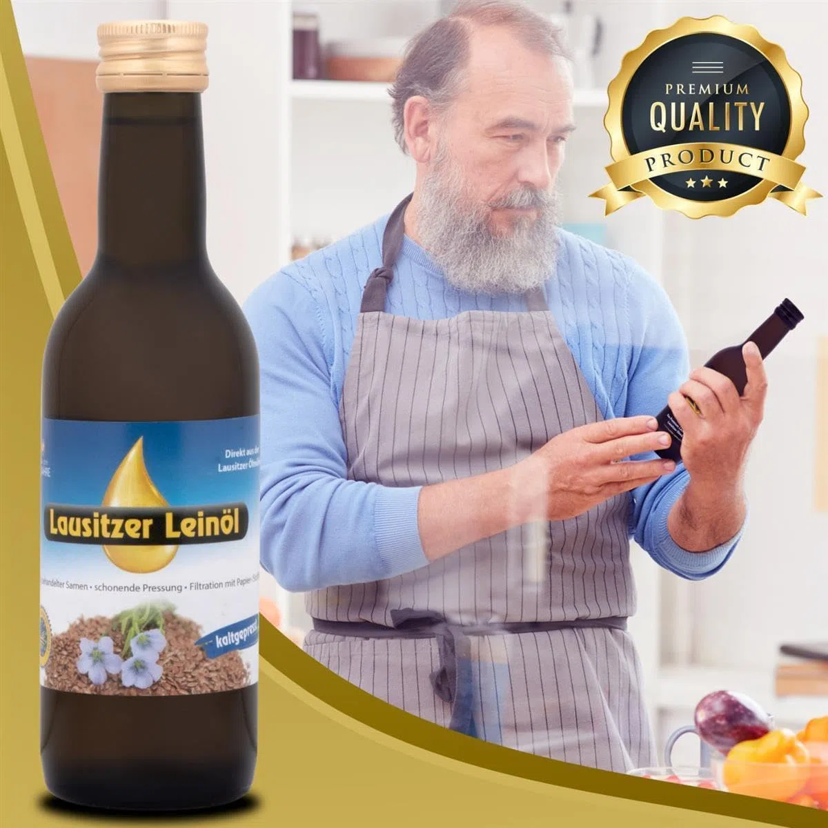 2 x Lausitzer Leinöl (kaltgepresstes Leinöl), 2 x 1 Liter