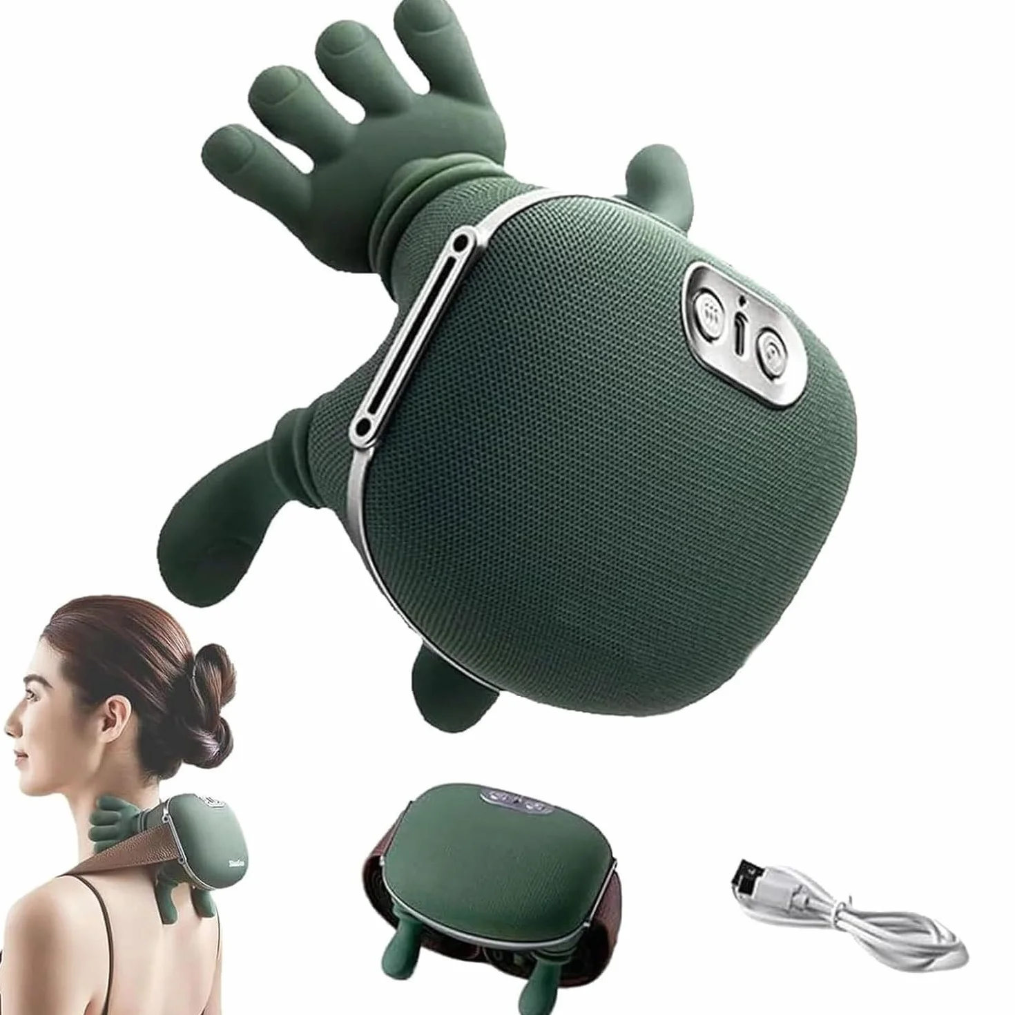 4D NackenmassagegeräT Kabellos, Neck and Cervical Massage, MassagegeräT 4D HäNde, 3 Massagegrade & 2 Temperaturstufen, NackenmassagegeräT Mit WäRme, Geschenke FüR Familie & Freunde (grundlegend)