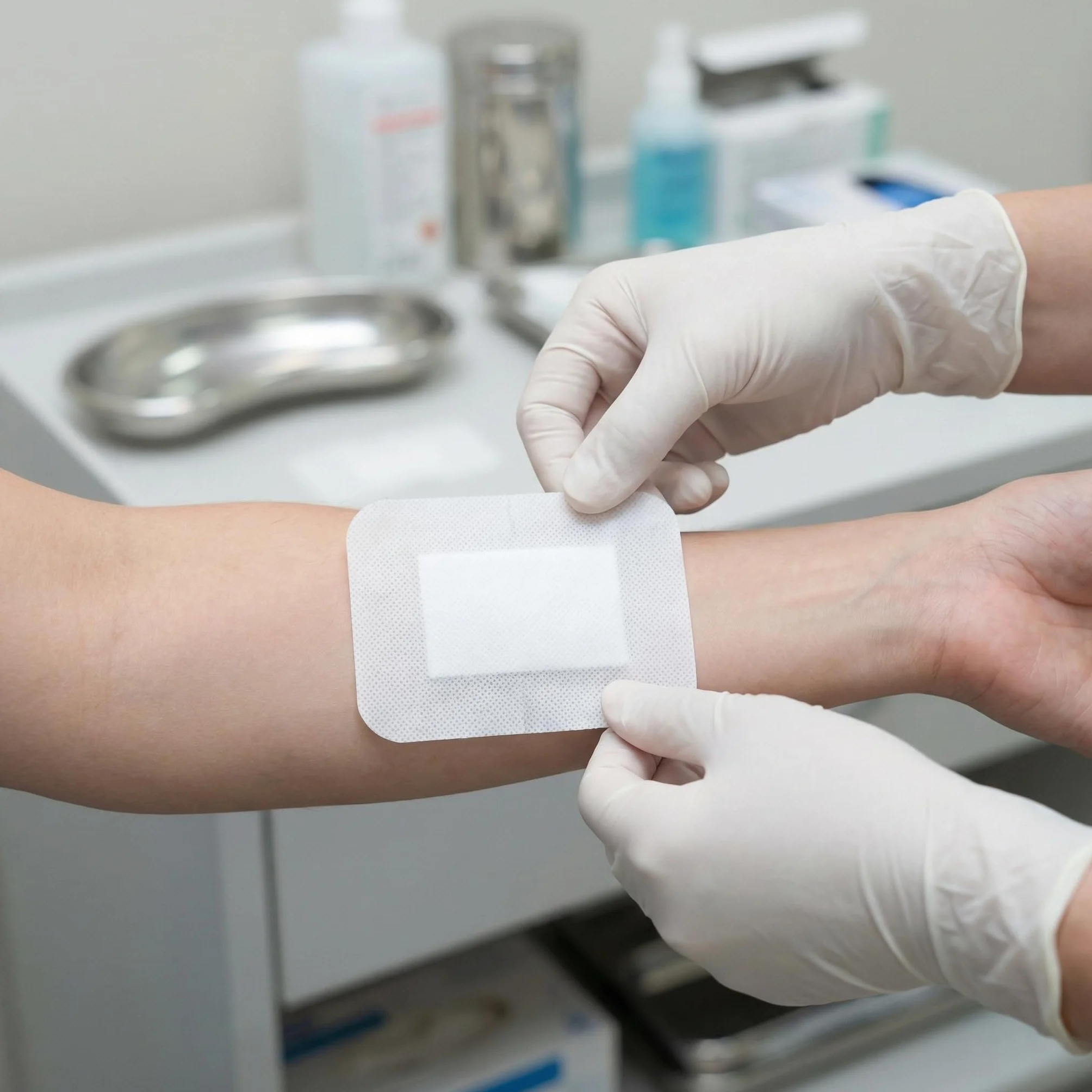 KMINA Wundverband steril 6 x 7 cm, hypoallergenes Wundpflaster (1600 Stk) | Vliesstoff TNT mit zentralem Saugkissen, Latexfrei, Für empfindliche Haut, 32 Schachteln à 50, Klinischer Bedarf
