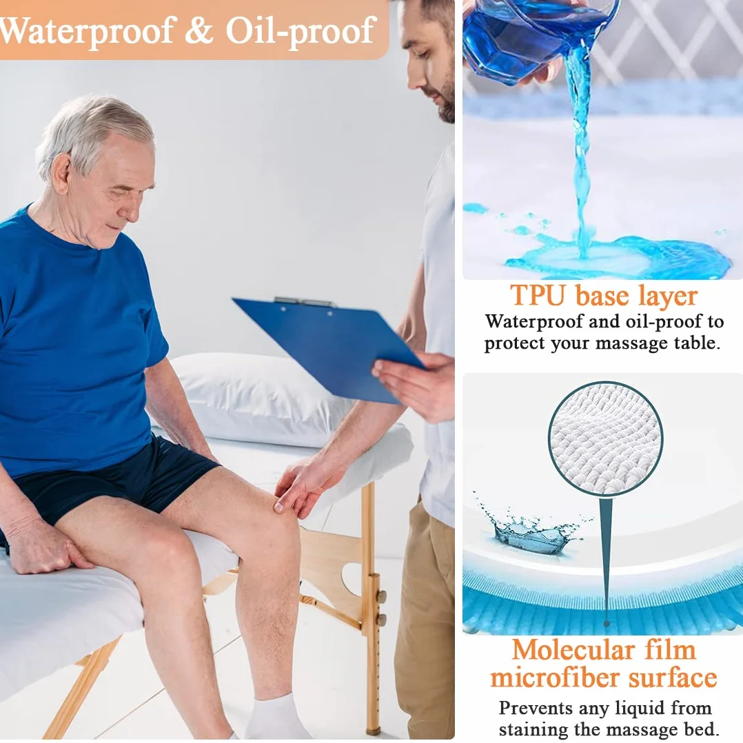2pcs Spannbezug für Massageliege Ölresistent, 80 x 190cm Wasserdicht Bezug für Massageliege Waschbar Massageliege Bezug für Kosmetik-Tische und Therapie-Bänke