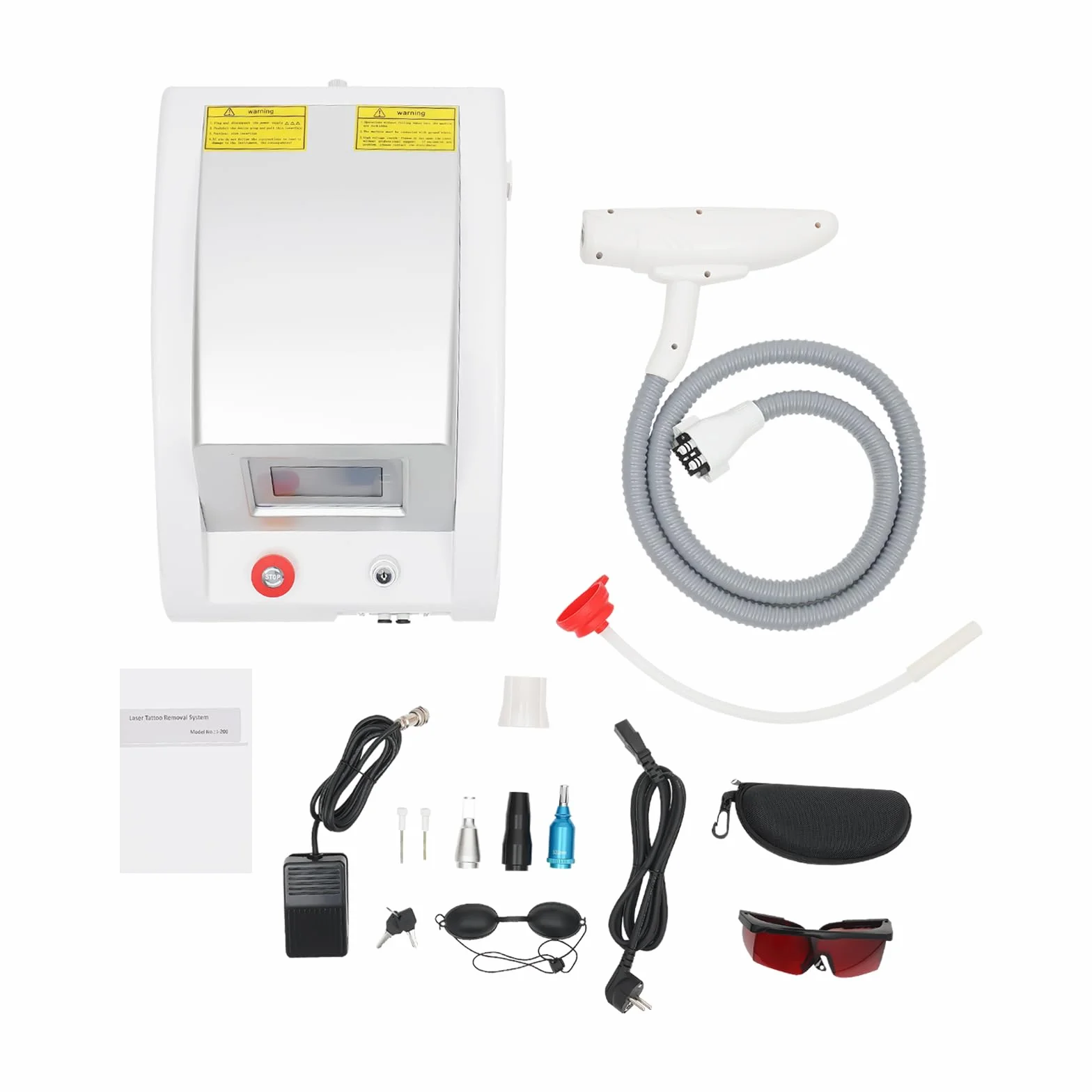 Laser Tattoo Entferner 150W - Professionelle Pigmententfernungsgerät Schönheitsmaschine für Augenbrauen & Tattoo-Entfernung mit 3 Laserköpfen Sicherheitszertifiziertes Hautpflegegerät