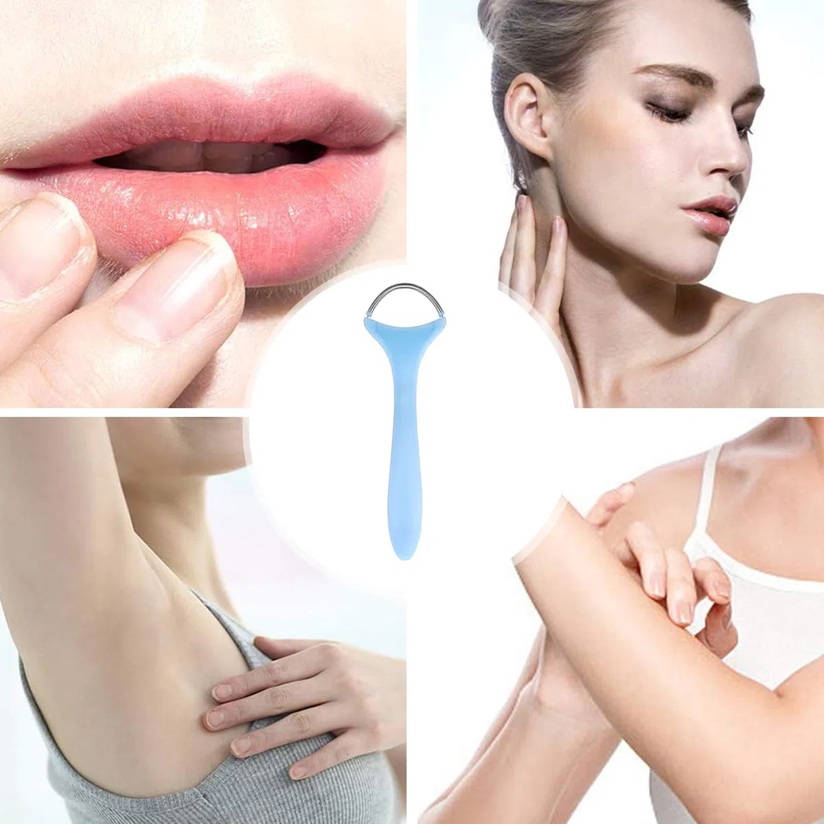 Spring Remover, Epilator Manuell mit Edelstahlfäden, multifunktionale und tragbare Gesichtshaarrolle für Oberlippen, Kinn, Wangen und Hals