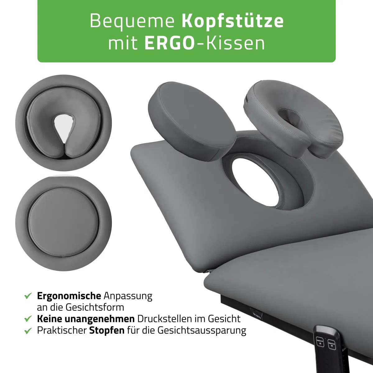 HABYS Massageliege Elektrisch mit 4-Segmente, 192x68cm, Grau, Fortis 4Ergo | mit Steuerrahmen, Kosmetikliege Elektrisch bis zu 200 kg, Massagebank für Therapieliege mit Fernbedienung, ERGO-Kissen