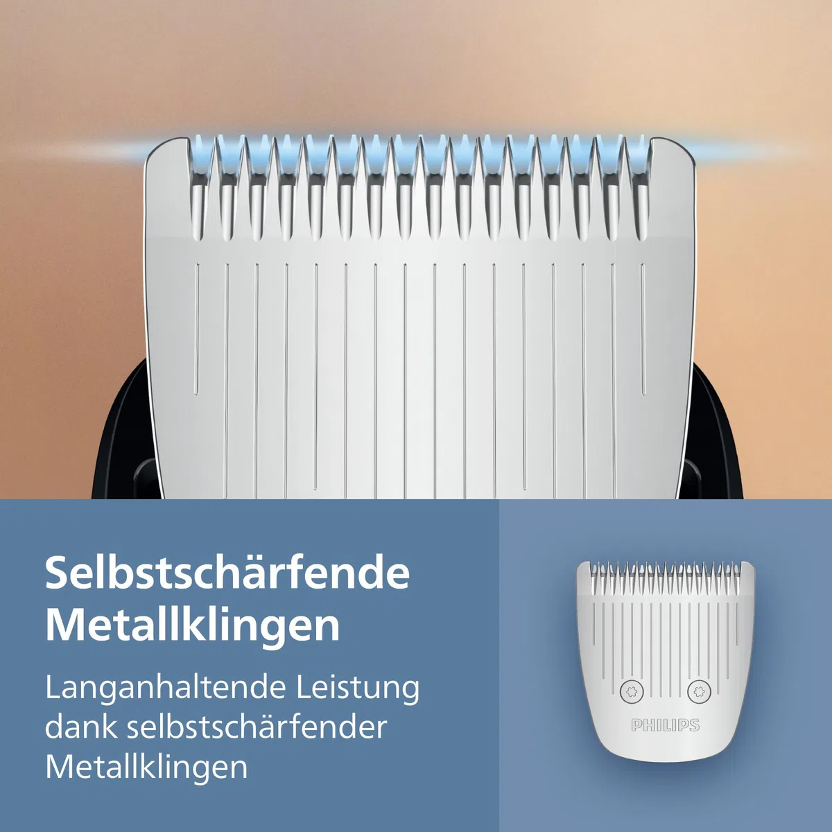 Philips Bartschneider 5000er-Serie – selbstschärfende Metallklingen, 40 Längeneinstellungen, BeardSense-Technologie, Haarkollektor, 100% wasserdicht, Reiseetui, Modell BT5765/15
