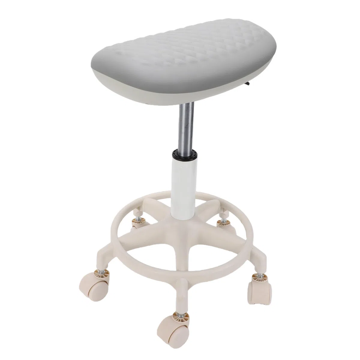 Luocute Höhenverstellbarer Rollhocker mit Fußstütze, um 360 Grad Drehbarer Salonhocker mit 5 Glatten Rollen und Wasserdichtem PU-Leder für Maniküre, Pediküre und Nagelstudio