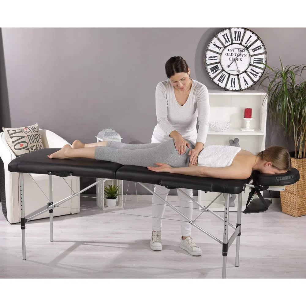 Melko Mobile Massageliege klappbar höhenverstellbar Therapieliege Massagetisch Massagebank Massagebett Schwarz