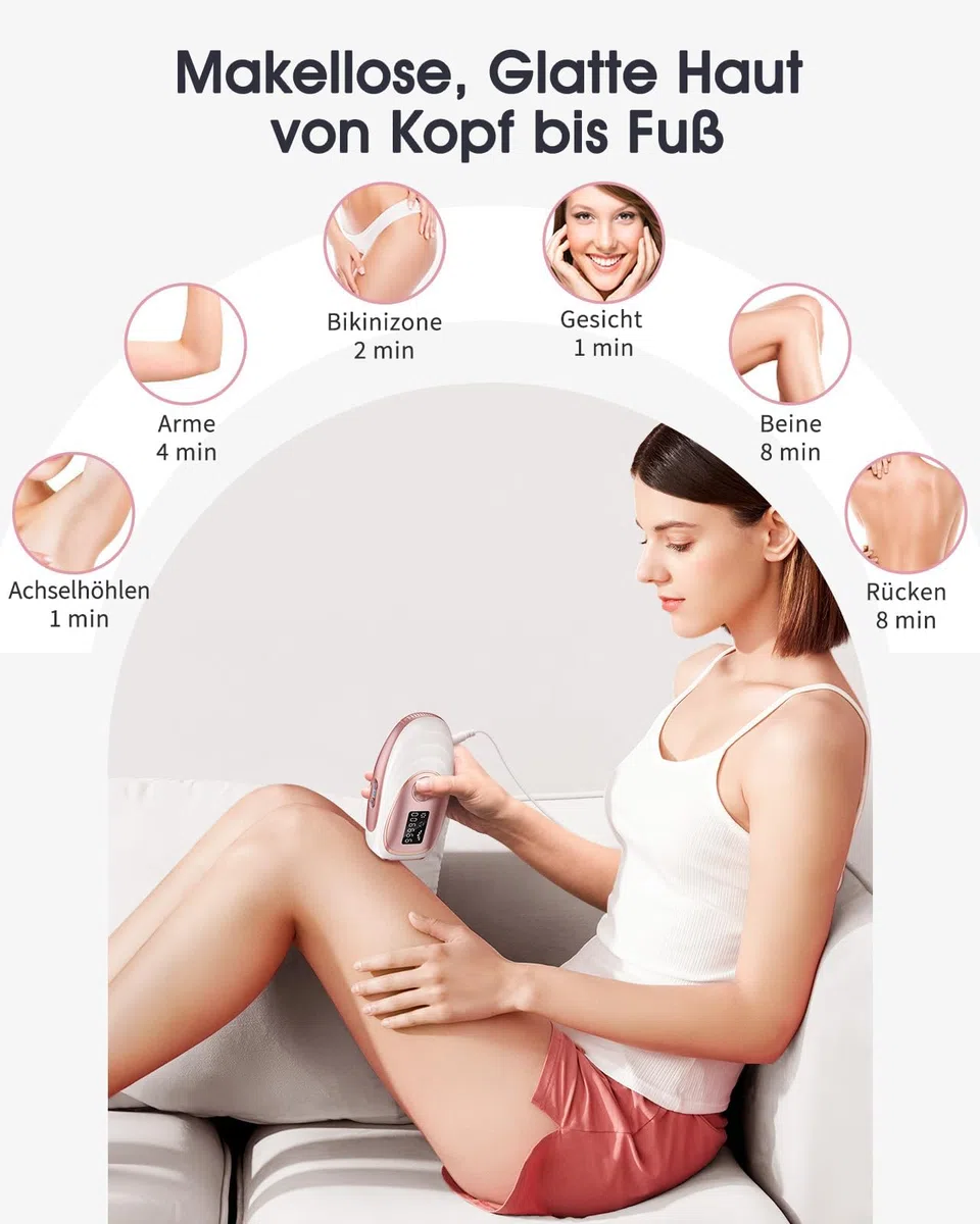 Haarlosy IPL Geräte Haarentfernung mit Kühlfunktion, 999,900 Lichtimpulse, 5 Energiestufen Schmerzfreie IPL Haarentfernung Laser Hair Removal für Frauen, Männer, Intimbereich, Körper und Beine - Rose