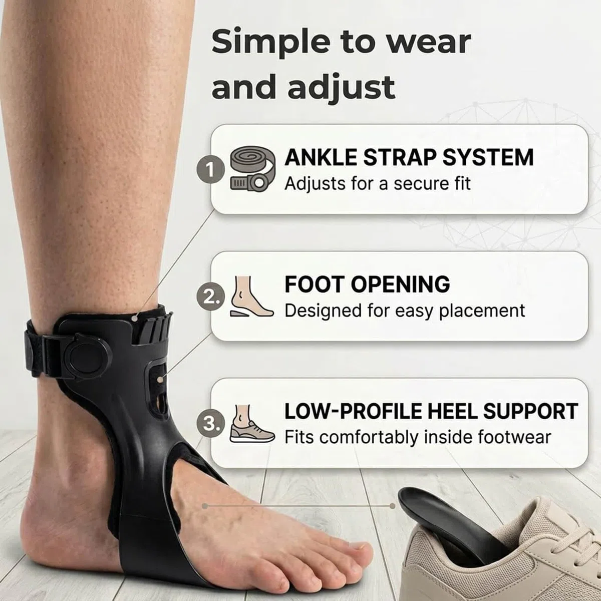 Fußheberorthese Orthese für Herren Damen,Drop Foot Brace Knöchelstütze Fußstütze Unterstützung, Knöchelorthese Unterstützung Mit Bequemem Aufblasbarem A irbag Für Damen, Herren, Walking, Training