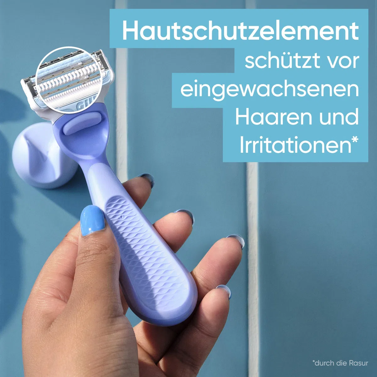 Gillette Venus Intimate Rasierer Damen, Hellblau - Damenrasierer für Den Intimbereich, Intimrasierer für Frauen, Nassrasierer, Inkl. 5 Rasierklingen, Handstück und Duschhalterung