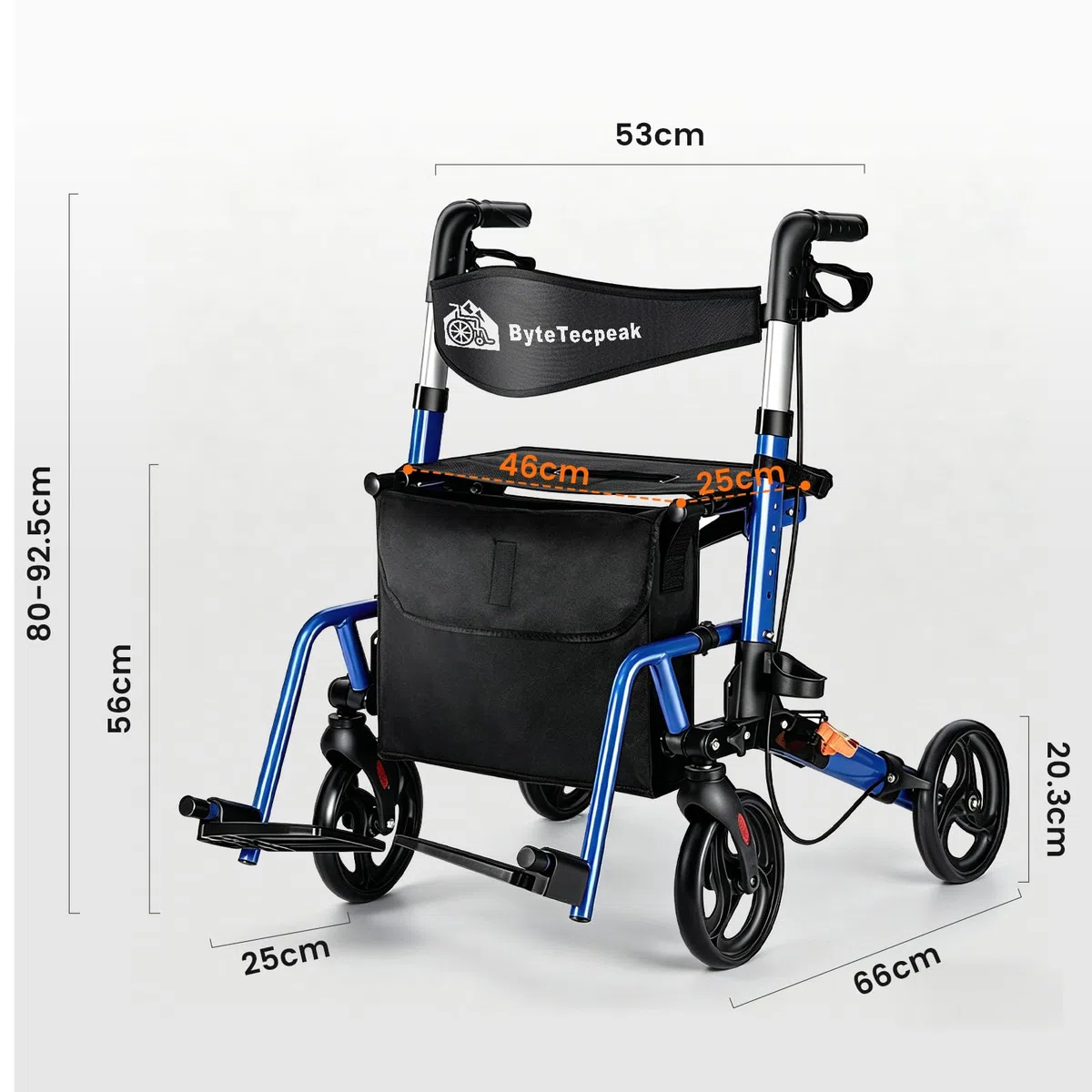R3 Leichter 2-in-1 Rollator und Rollstuhl-Kombination, mit Fußstützen, Gehstock, faltbar, höhenverstellbar, mit Rollstuhlfunktion, bis 100 kg belastbar