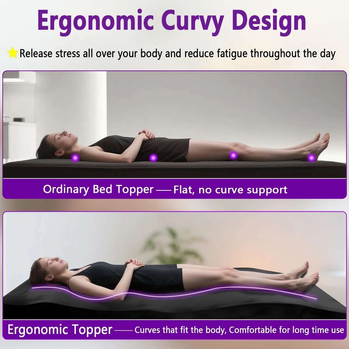 Massagebett Topper Wimpernbett Wave Matratze 180x60 cm Welle Schaum, Ergonomische Foam für Kosmetikliege Massageliege Spa-Massage und Schönheitssalon (nur Matratze)