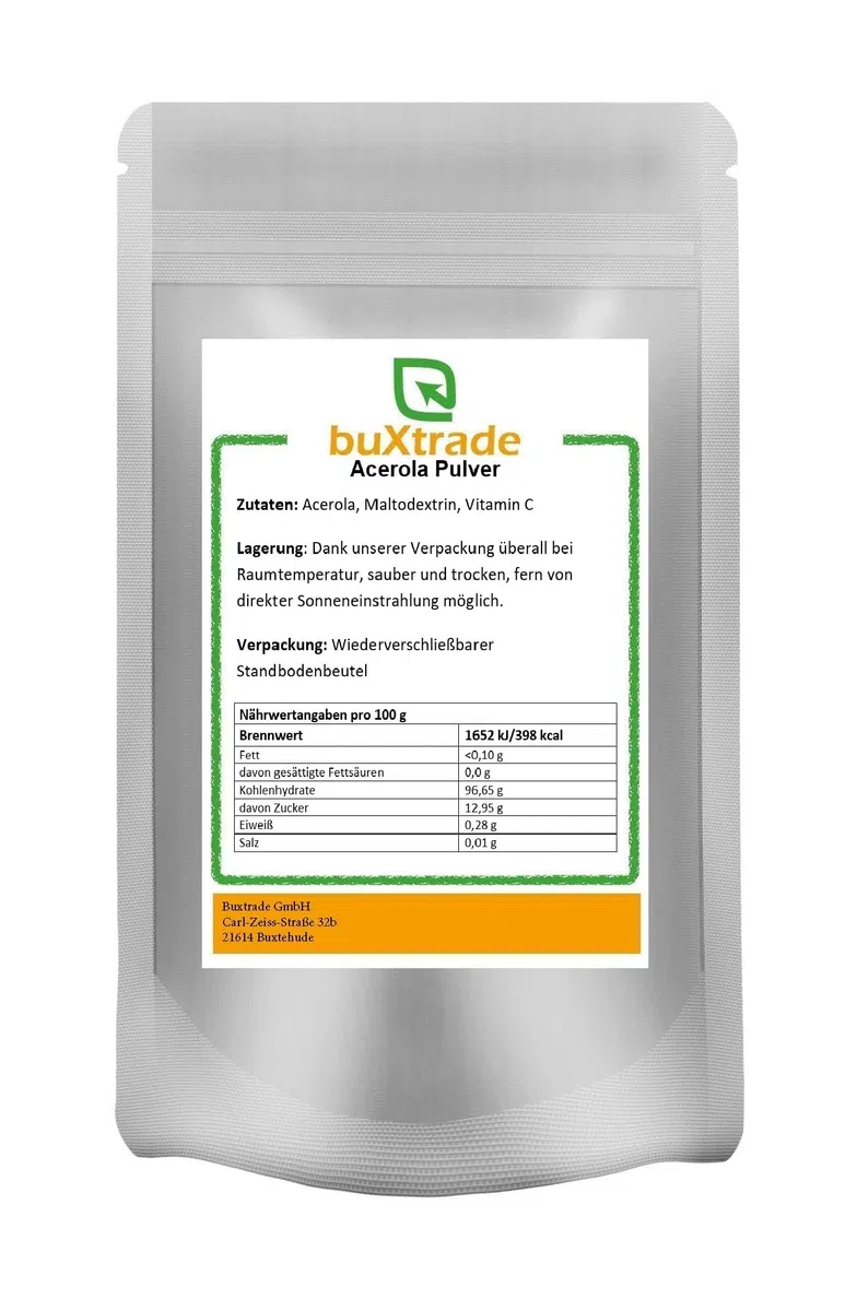 25 kg Acerola Pulver | Superfood | Vitamin C (28,1%) | Maltodextrin | Acerolapulver | Buxtrade |