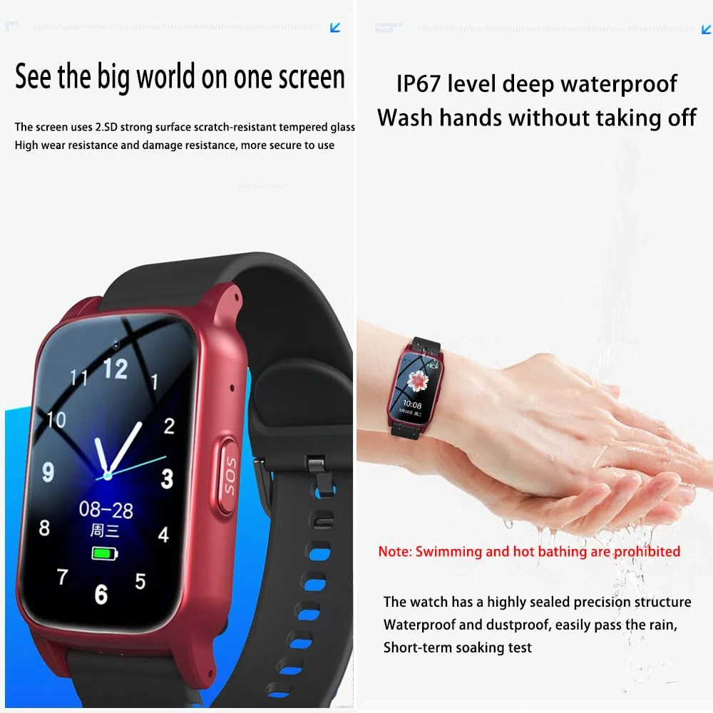 Notrufuhren Für Senioren GPS Intelligentes Armband Senioren SOS Notruf Armband, Notfallknopf Für Senioren, GPS Tracker Smartwatch Mit Sturzerkennung，Geeignet Für Ältere Menschen