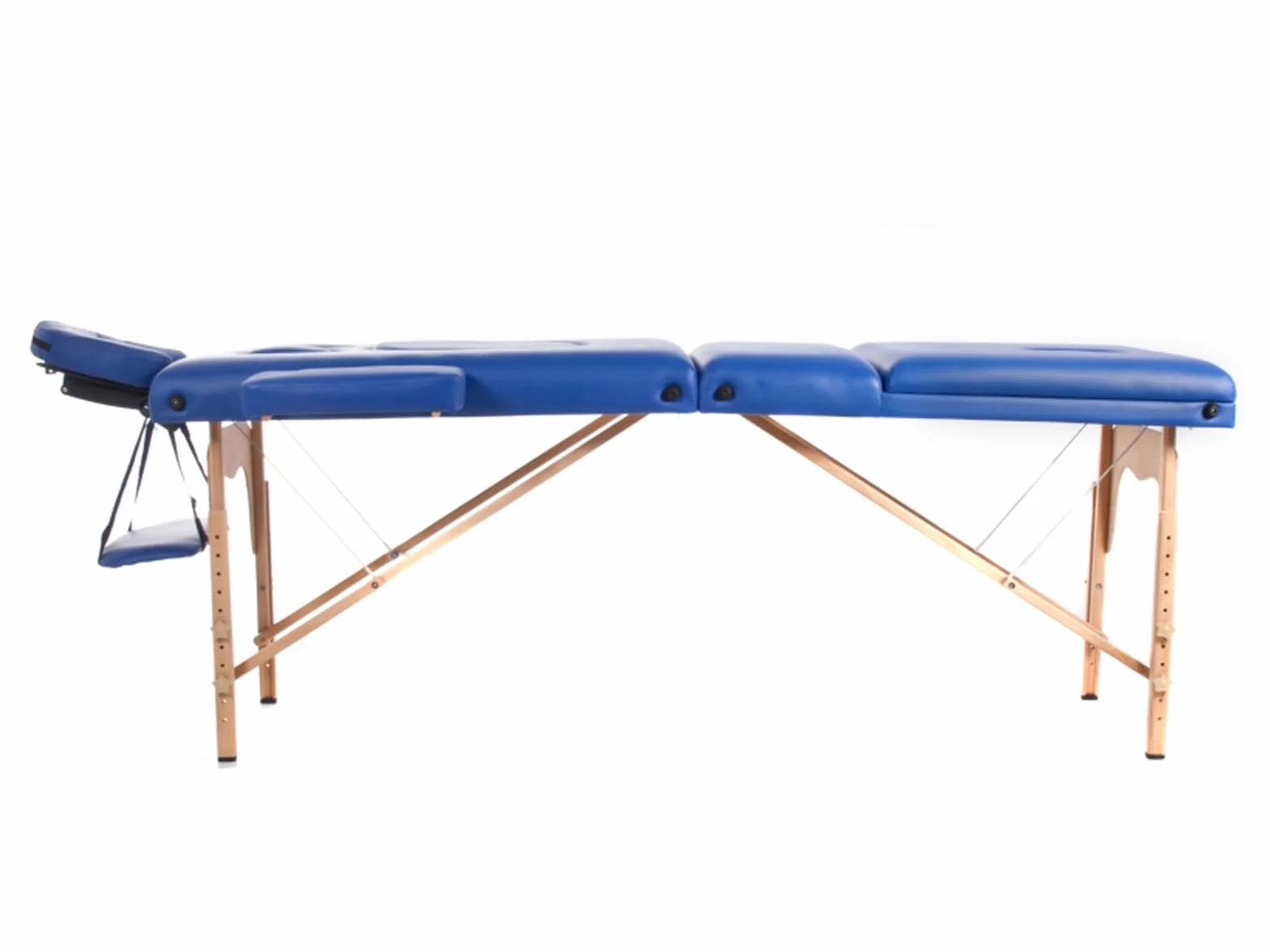 QUIRUMED Schwangeren-Massagetisch, klappbar, 194 x 70 cm, blau, Holz, Kunstleder, Bauchloch, Gesichtsloch, abnehmbare Kopfstütze, bis zu 150 kg