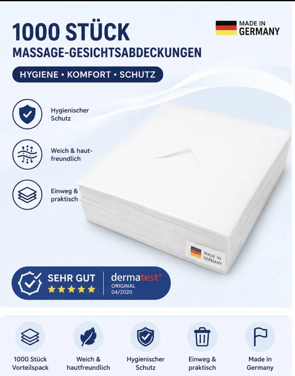 SPARPAKET 1000 Stück Massage-Gesichtsauflage (10x100er Pack) Nasenschlitztücher 300x210mm