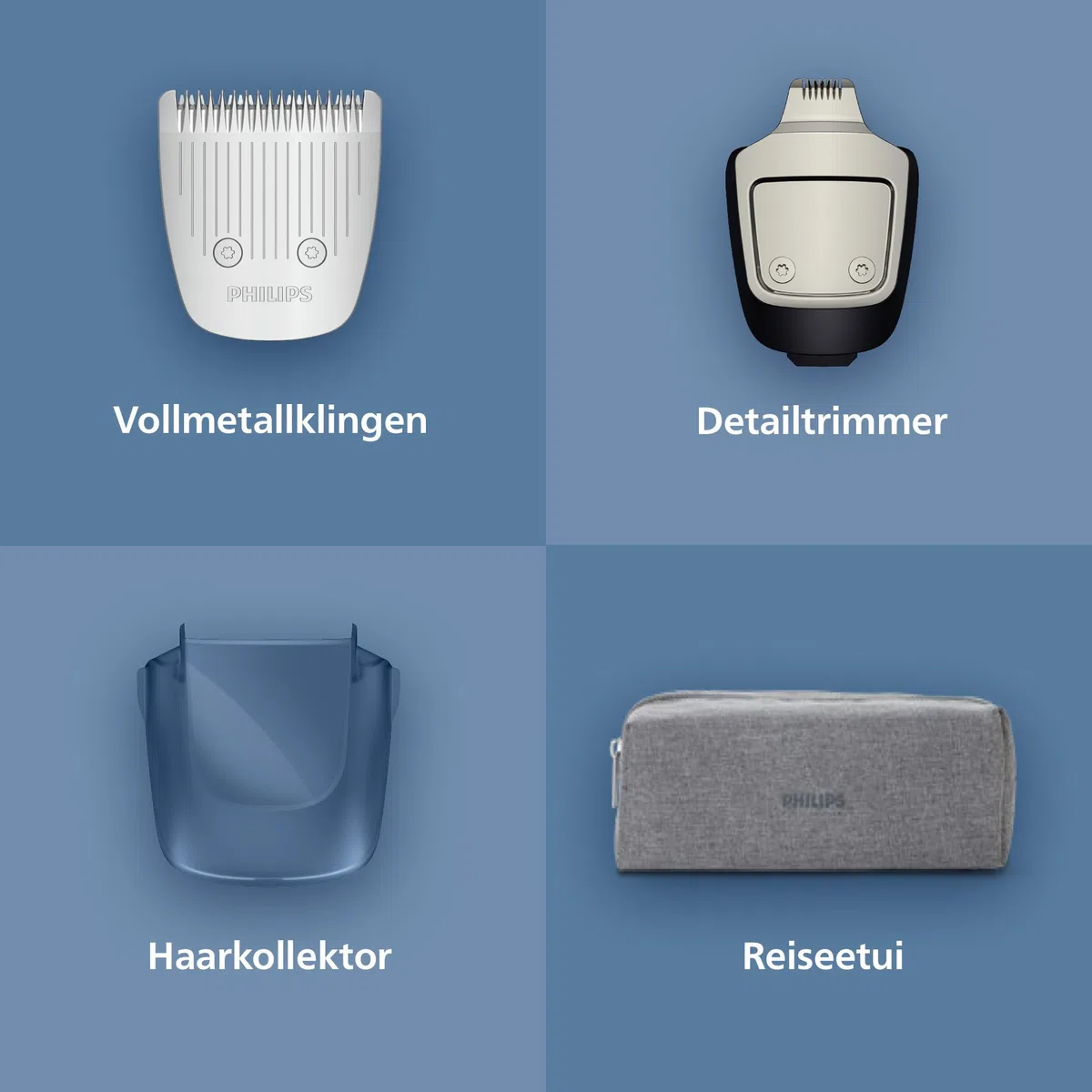 Philips Bartschneider 5000er-Serie – selbstschärfende Metallklingen, 40 Längeneinstellungen, BeardSense-Technologie, Haarkollektor, 100% wasserdicht, Reiseetui, Modell BT5765/15