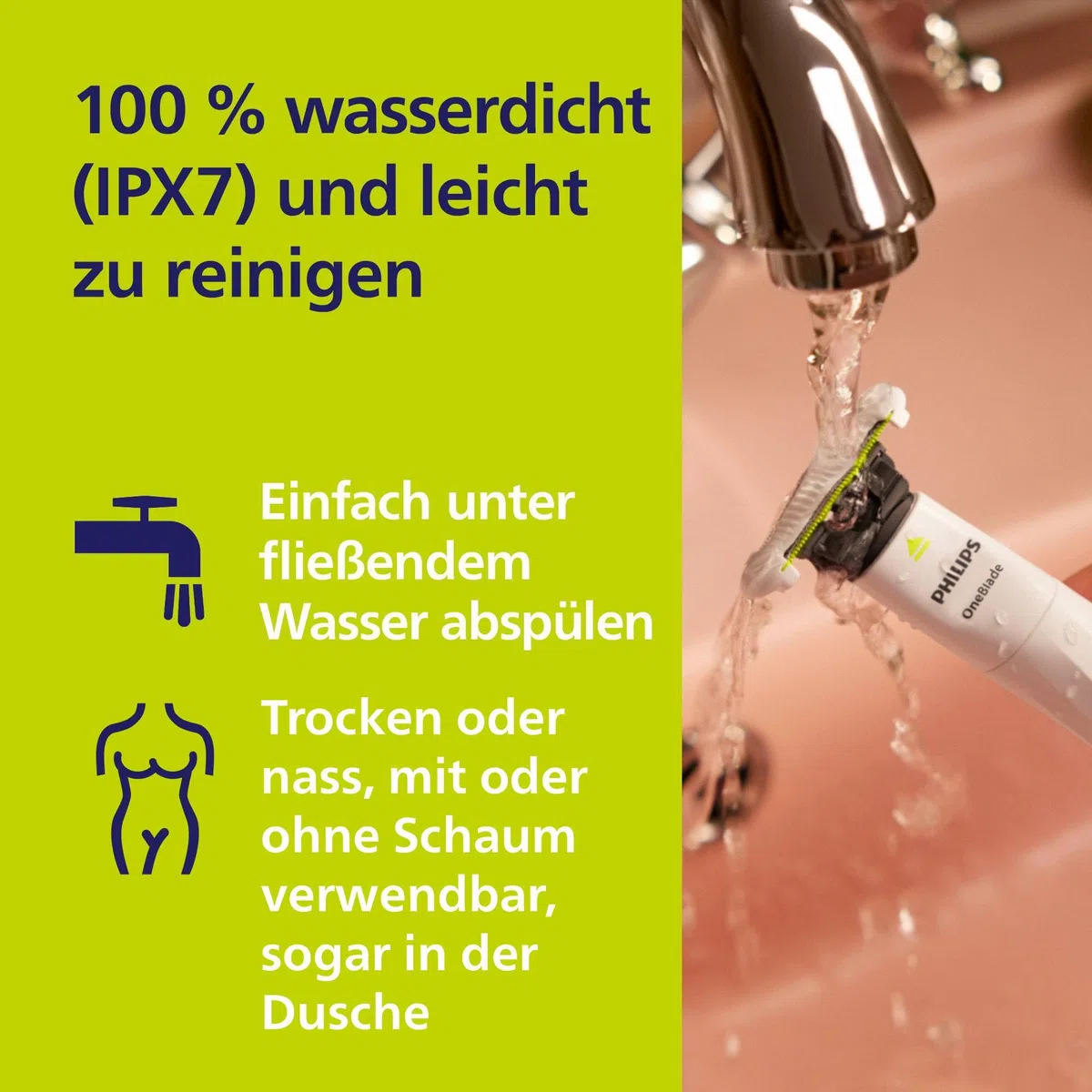 Philips OneBlade Intimate, Intimrasur, Trimmen & Rasieren mit extra Hautschutz, Für eine gründliche und angenehme Rasur – ohne komplett glatt zu rasieren, Modell QP1924/28
