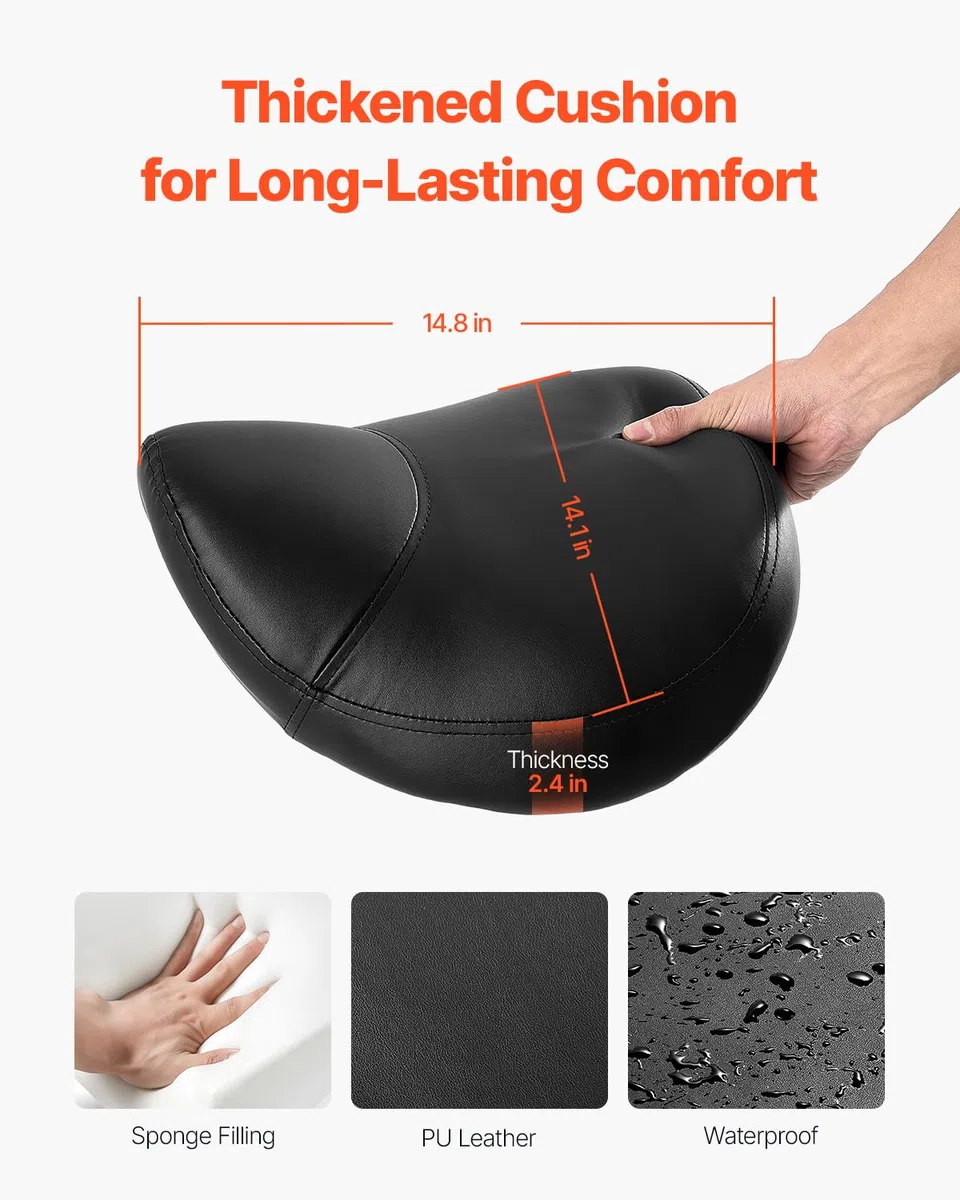 VEVOR Sattelhocker Rollhocker 204 kg belastbarer höhenverstellbarer (55-71 cm) Drehhocker Arbeitshocker, ergonomischer verdickter PU-Leder-Drehsattelstuhl für Salon Spa Massage Klinik, Schwarz