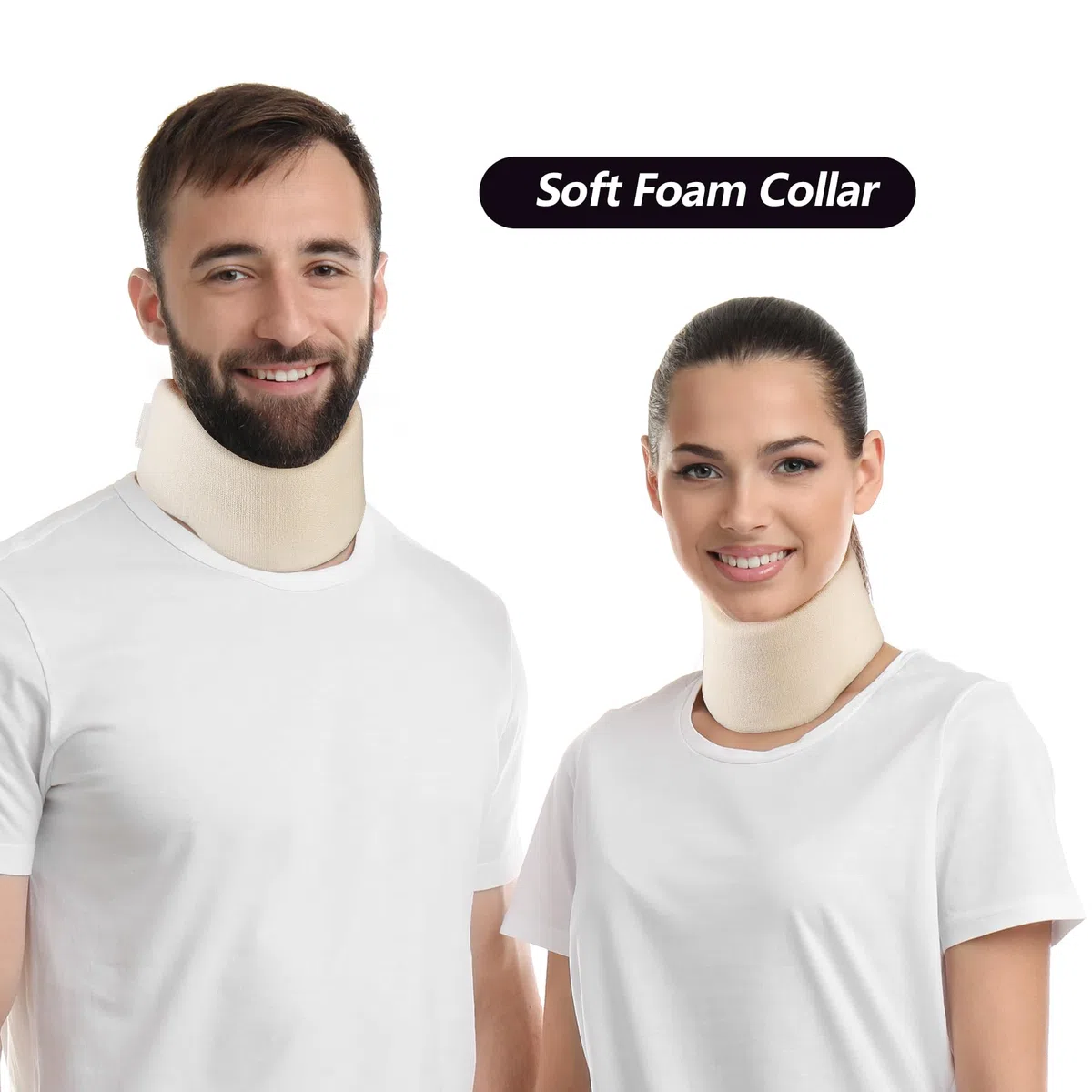 Cozyhealth Nackenstütze aus weichem Schaumstoff, universelle Halskrause, verstellbare Nackenstütze zum Schlafen, lindert Nackenschmerzen und Wirbelsäulendruck (weiß, 7,6 cm tiefer Kragen, M)