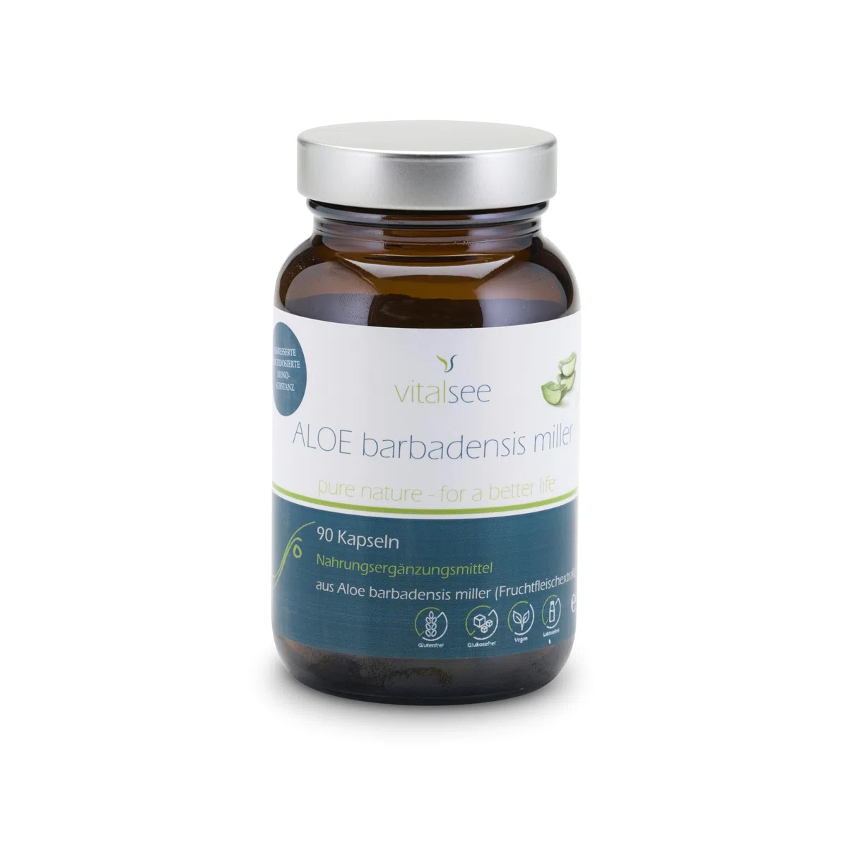 ALOE barbadensis miller 300 Extrakt – 90 vegane Kapseln – Reiner Aloe-vera-Extrakt – glutenfrei, laktosefrei, ohne Zusätze – im Glas